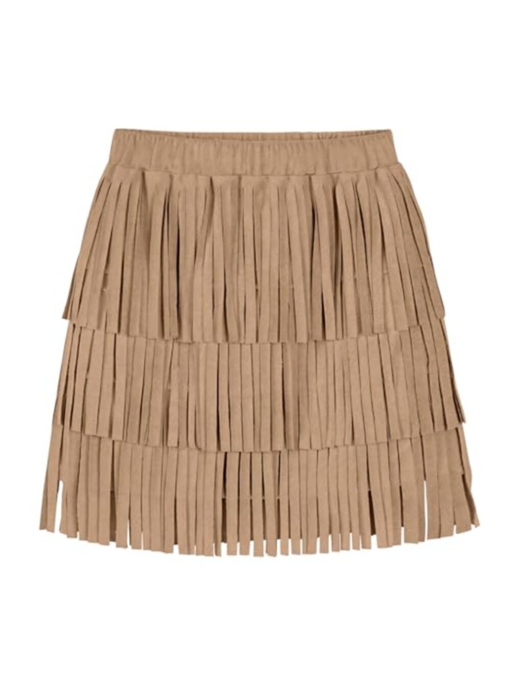 Girls Suede Fringe Skirt Boho Tassel Ruffle High Waisted Mini Cowgirl Skirt